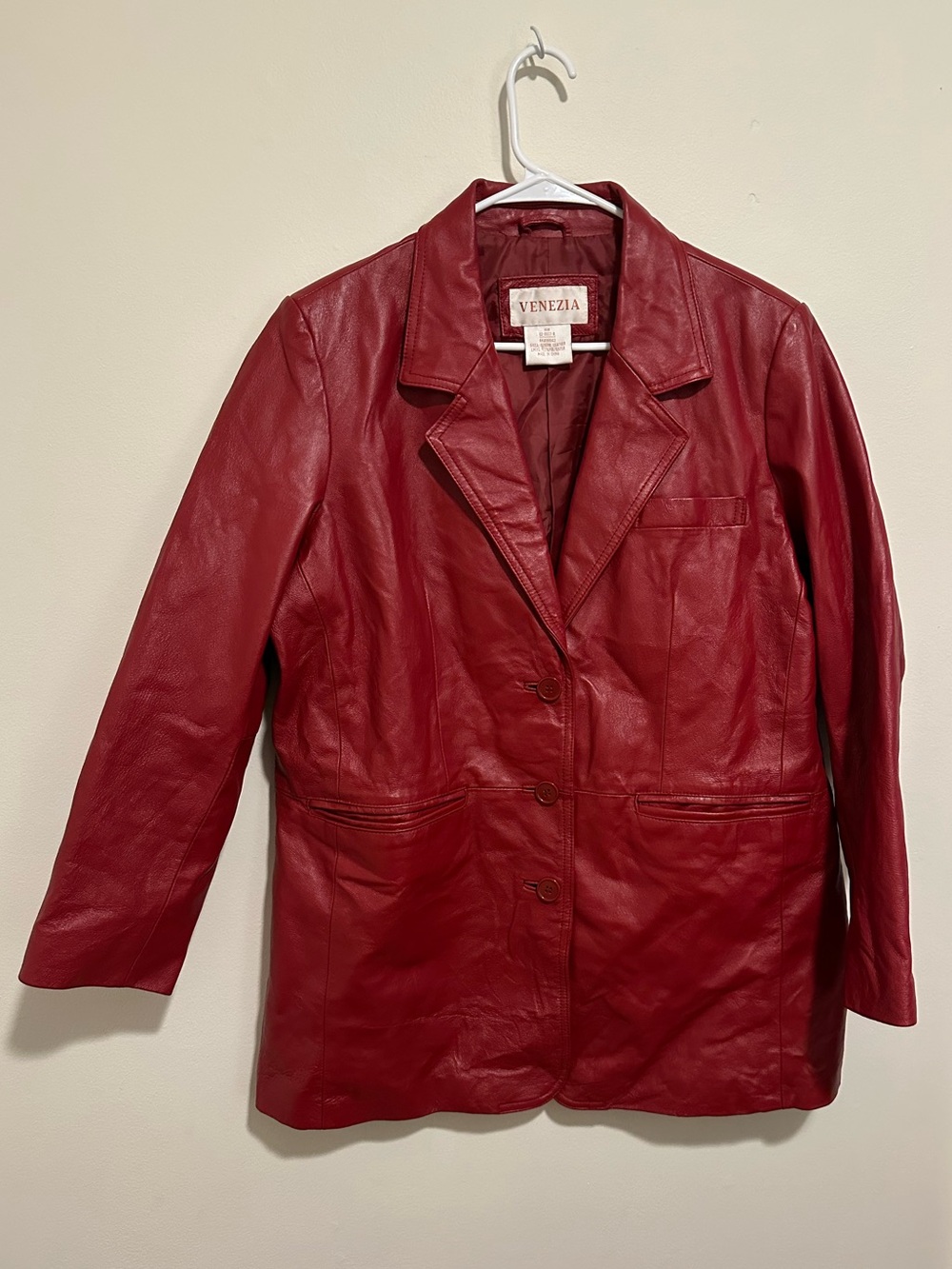 Lane Bryant Venezia Red Leather Blazer Jacket Y2K 3 button- plus size 16W